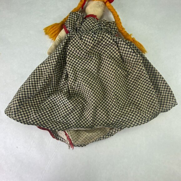 Vintage Hand Made Bed Sitting Pillow Doll Yarn Pigtails - Picture 4 of 9